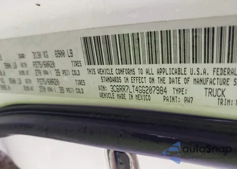 2016 Ram 1500 Big Horn из США, поврежденный, VIN 3C6RR7LT4GG207984